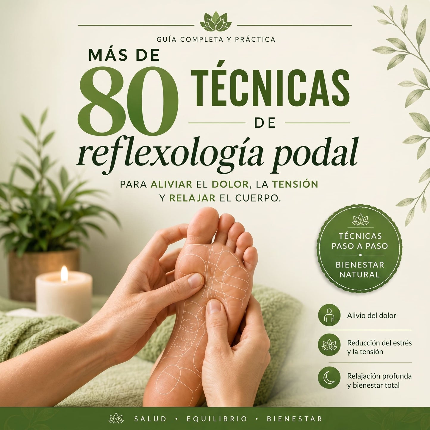 +80 Técnicas Reflexología podal, aliviar dolor, tensión y relajar el cuerpo